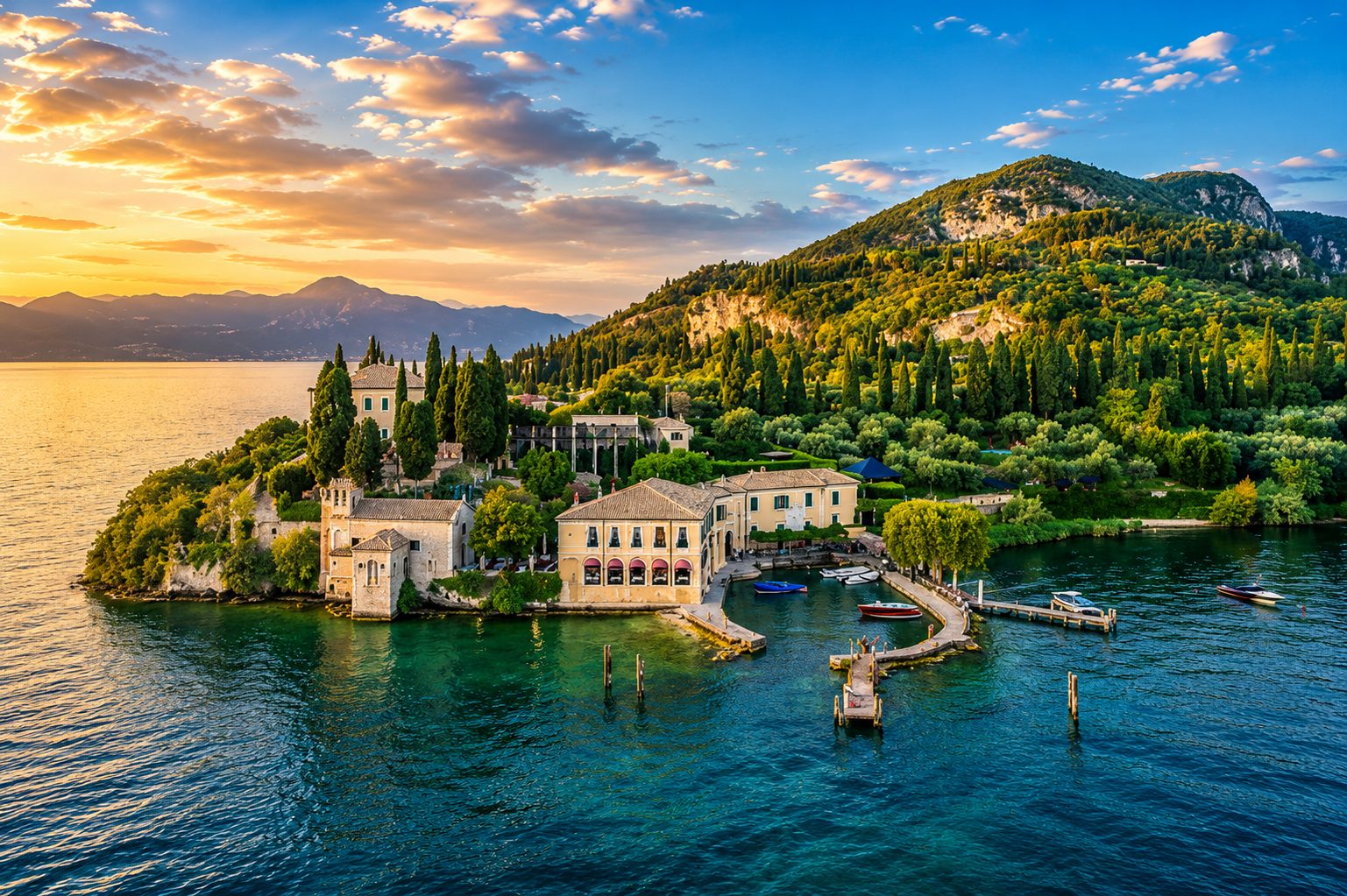 Punta San Vigilio at sunset, Lake Garda